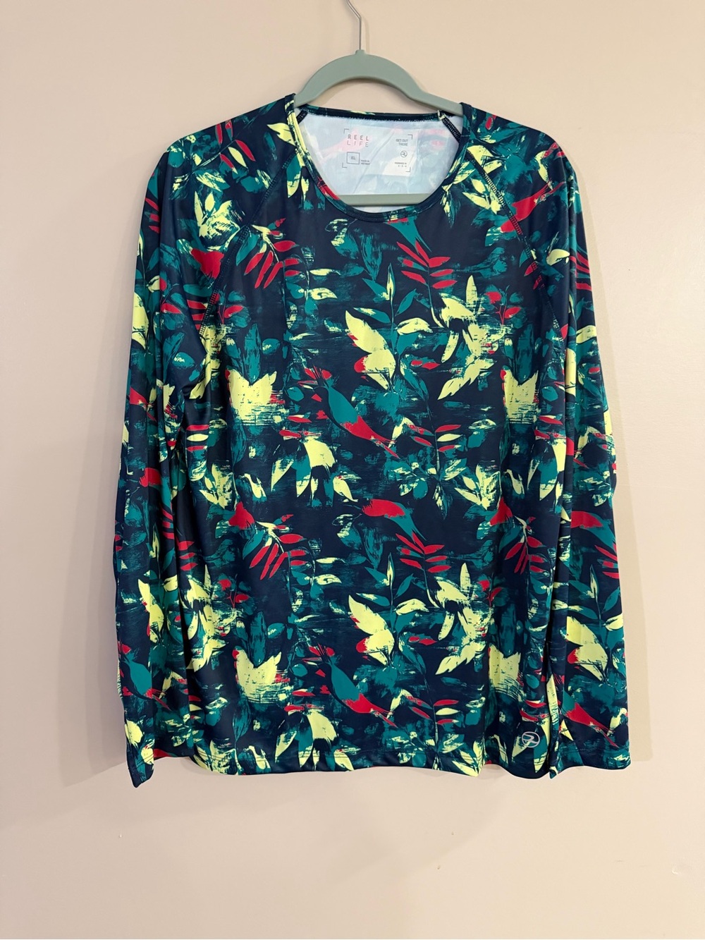 Women's Long Sleeve Floral Crew Neck Top - Green Multi
